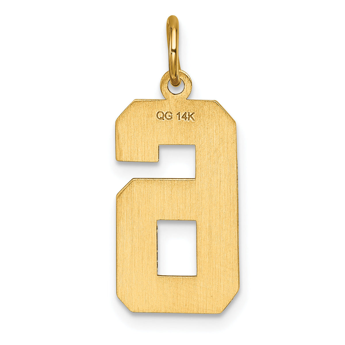 14k Large Brushed Diamond-cut  Number 6 Charm-LN06