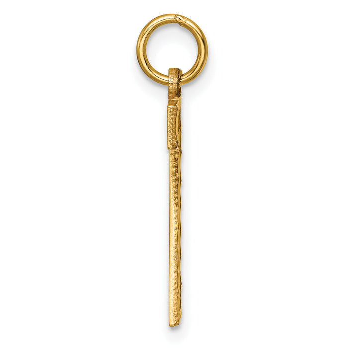 14k Large Brushed Diamond-cut  Number 7 Charm-LN07