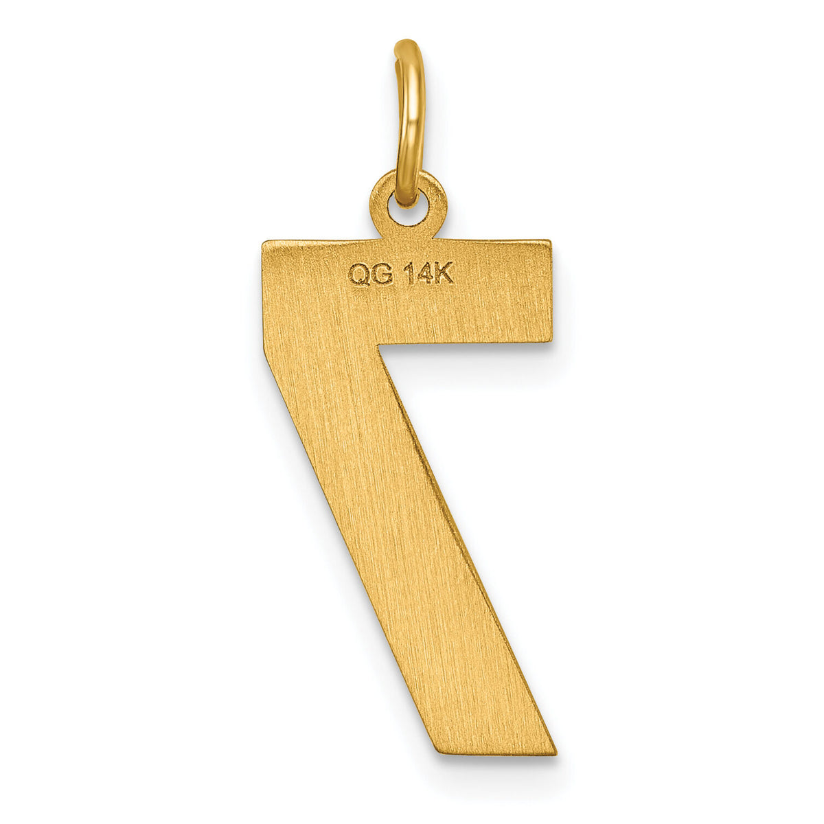 14k Large Brushed Diamond-cut  Number 7 Charm-LN07