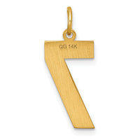 14k Large Brushed Diamond-cut  Number 7 Charm-LN07