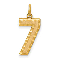14k Large Brushed Diamond-cut  Number 7 Charm-LN07