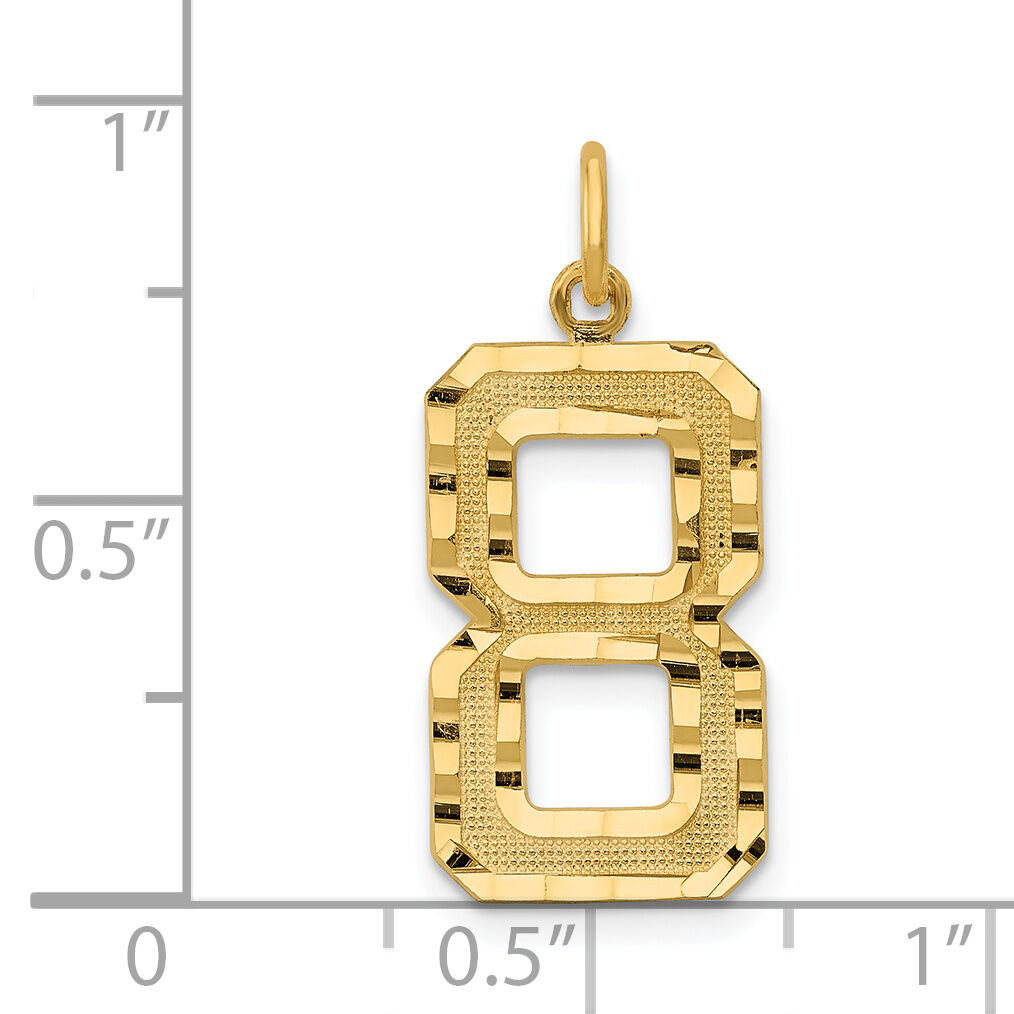 14k Large Brushed Diamond-cut  Number 8 Charm-LN08