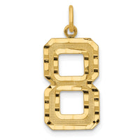 14k Large Brushed Diamond-cut  Number 8 Charm-LN08