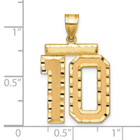 14k Large Brushed Diamond-cut Number 10 Charm-LN10