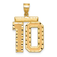14k Large Brushed Diamond-cut Number 10 Charm-LN10