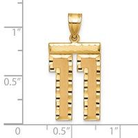 14k Large Brushed Diamond-cut Number 11 Charm-LN11