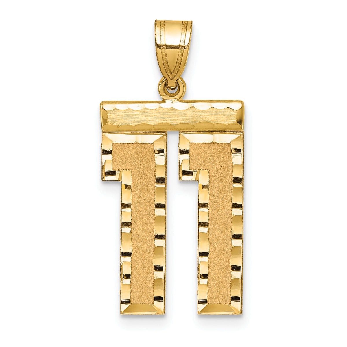 14k Large Brushed Diamond-cut Number 11 Charm-LN11