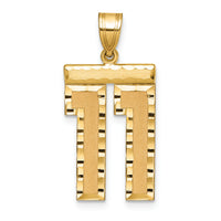 14k Large Brushed Diamond-cut Number 11 Charm-LN11