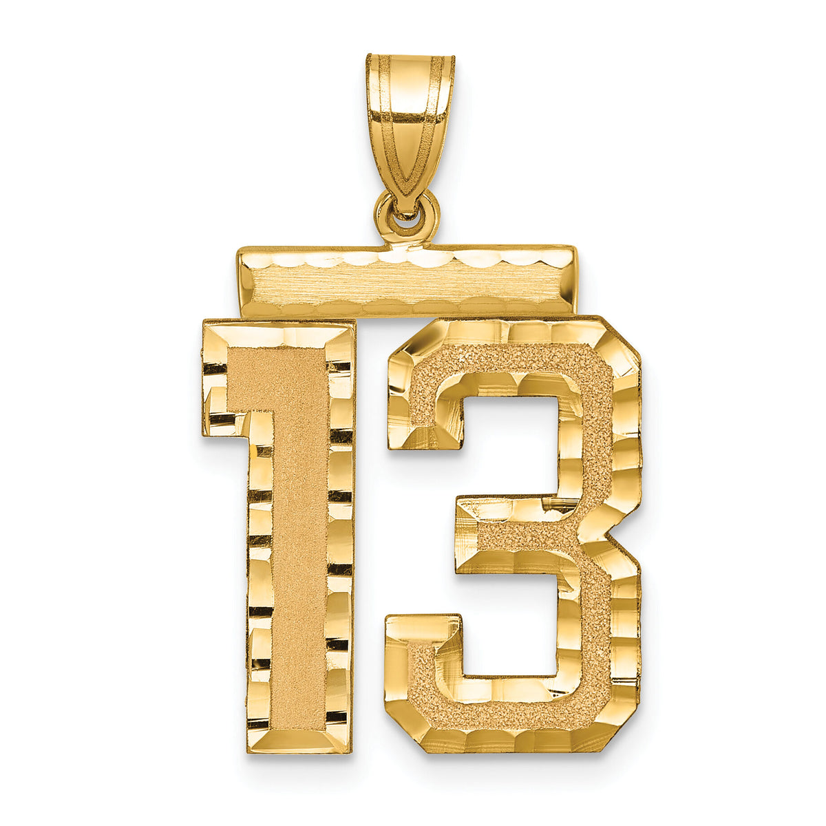 14k Large Brushed Diamond-cut Number 13 Charm-LN13