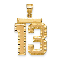 14k Large Brushed Diamond-cut Number 13 Charm-LN13