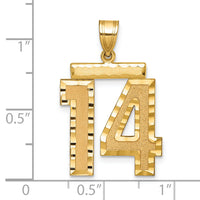 14k Large Brushed Diamond-cut Number 14 Charm-LN14
