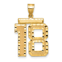 14k Large Brushed Diamond-cut Number 18 Charm-LN18
