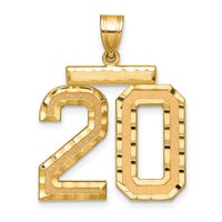 14k Large Brushed Diamond-cut Number 20 Charm-LN20