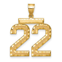 14k Large Brushed Diamond-cut Number 22 Charm-LN22
