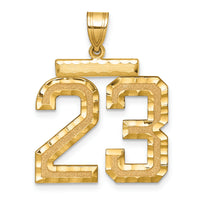 14k Large Brushed Diamond-cut Number 23 Charm-LN23