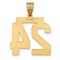 14k Large Brushed  Diamond-cut Number 24 Charm-LN24