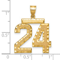 14k Large Brushed  Diamond-cut Number 24 Charm-LN24