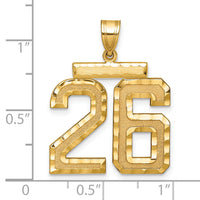 14k Large Brushed Diamond-cut Number 26 Charm-LN26