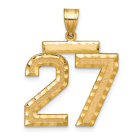 14k Large Brushed Diamond-cut Number 27 Charm-LN27