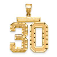 14k Large Brushed Diamond-cut Number 30 Charm-LN30