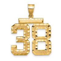 14k Large Brushed Diamond-cut Number 38 Charm-LN38