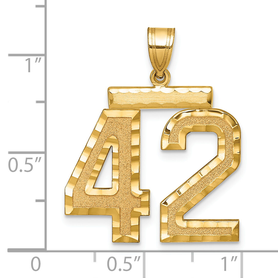 14k Large Brushed Diamond-cut Number 42 Charm-LN42