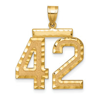 14k Large Brushed Diamond-cut Number 42 Charm-LN42
