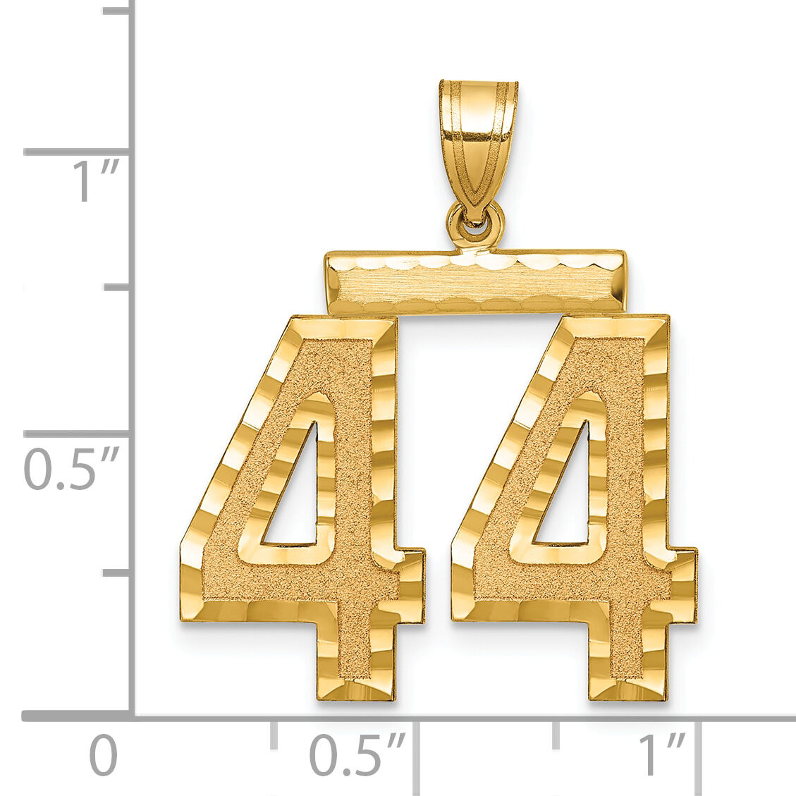 14k Large Brushed Diamond-cut Number 44 Charm-LN44