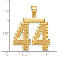 14k Large Brushed Diamond-cut Number 44 Charm-LN44