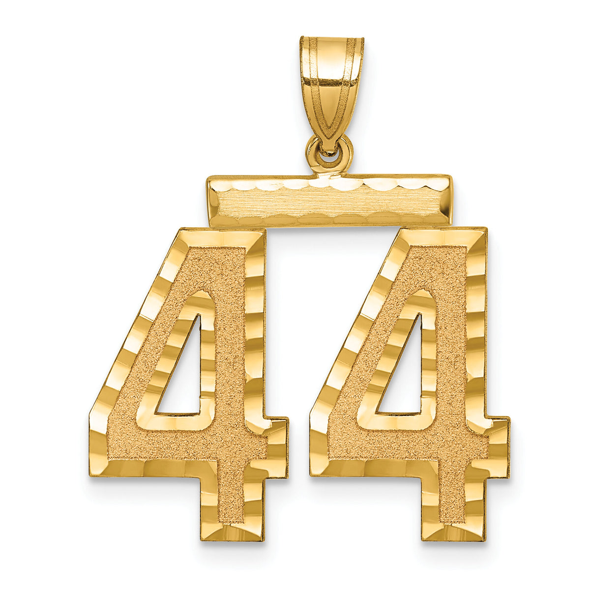 14k Large Brushed Diamond-cut Number 44 Charm-LN44
