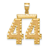 14k Large Brushed Diamond-cut Number 44 Charm-LN44