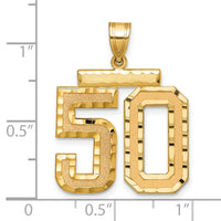 14k Large Brushed Diamond-cut Number 50 Charm-LN50