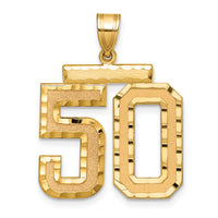 14k Large Brushed Diamond-cut Number 50 Charm-LN50