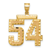 14k Large Brushed Diamond-cut Number 54 Charm-LN54