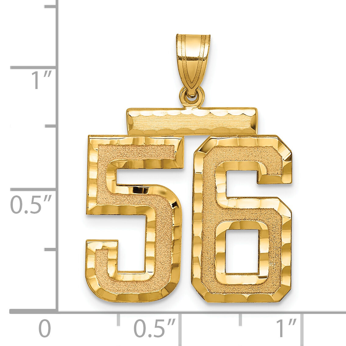 14k Large Brushed Diamond-cut Number 56 Charm-LN56