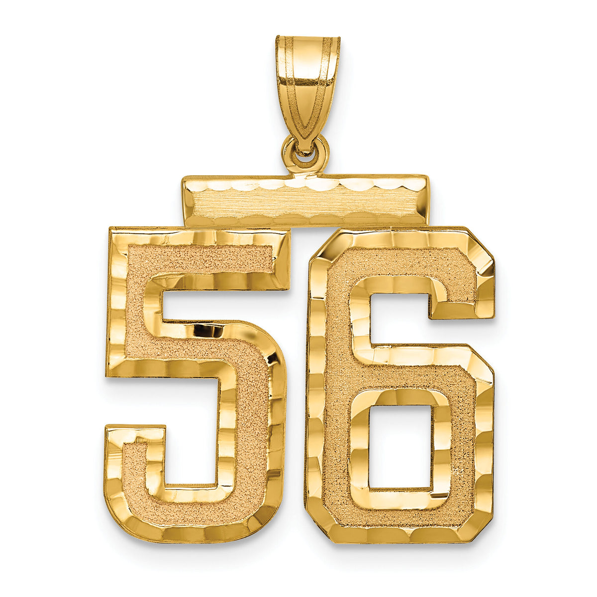 14k Large Brushed Diamond-cut Number 56 Charm-LN56