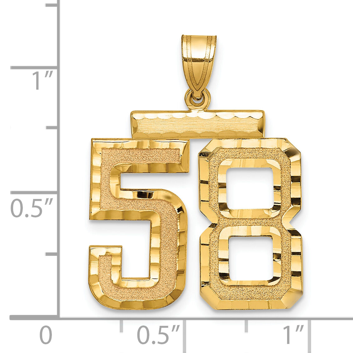14k Large Brushed Diamond-cut Number 58 Charm-LN58