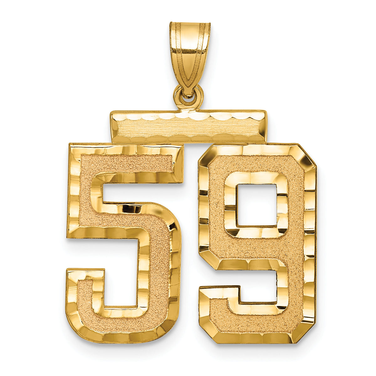 14k Large Brushed Diamond-cut Number 59 Charm-LN59