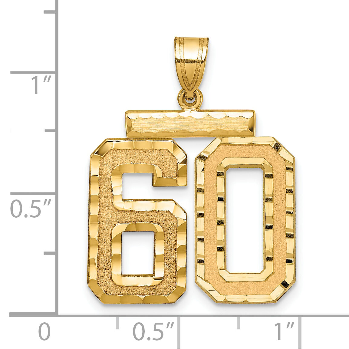 14k Large Brushed Diamond-cut Number 60 Charm-LN60
