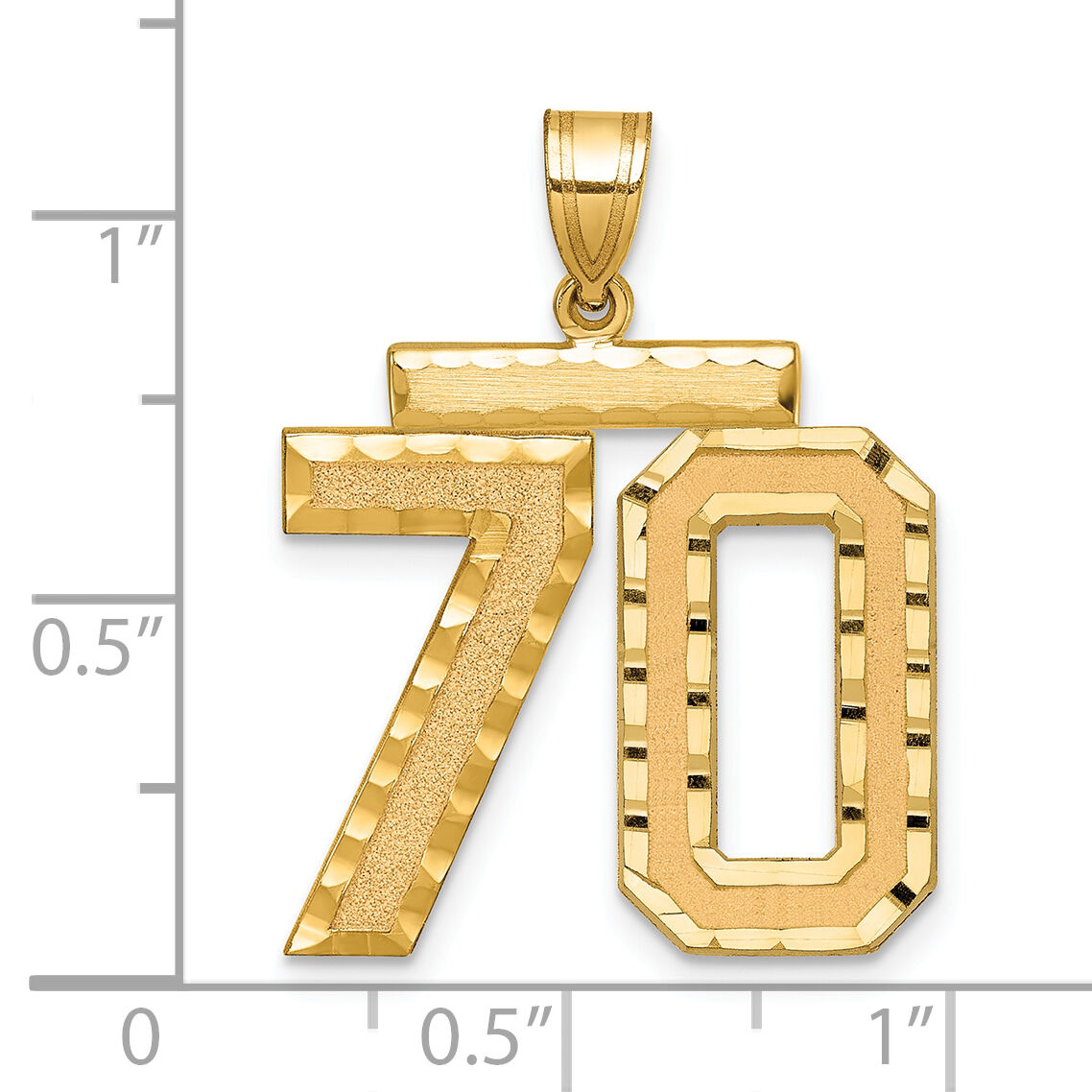 14k Large Brushed Diamond-cut Number 70 Charm-LN70