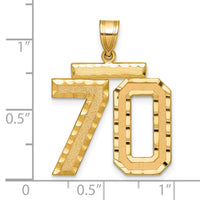 14k Large Brushed Diamond-cut Number 70 Charm-LN70