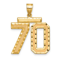 14k Large Brushed Diamond-cut Number 70 Charm-LN70