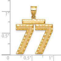 14k Large Brushed Diamond-cut Number 77 Charm-LN77