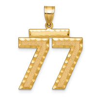 14k Large Brushed Diamond-cut Number 77 Charm-LN77