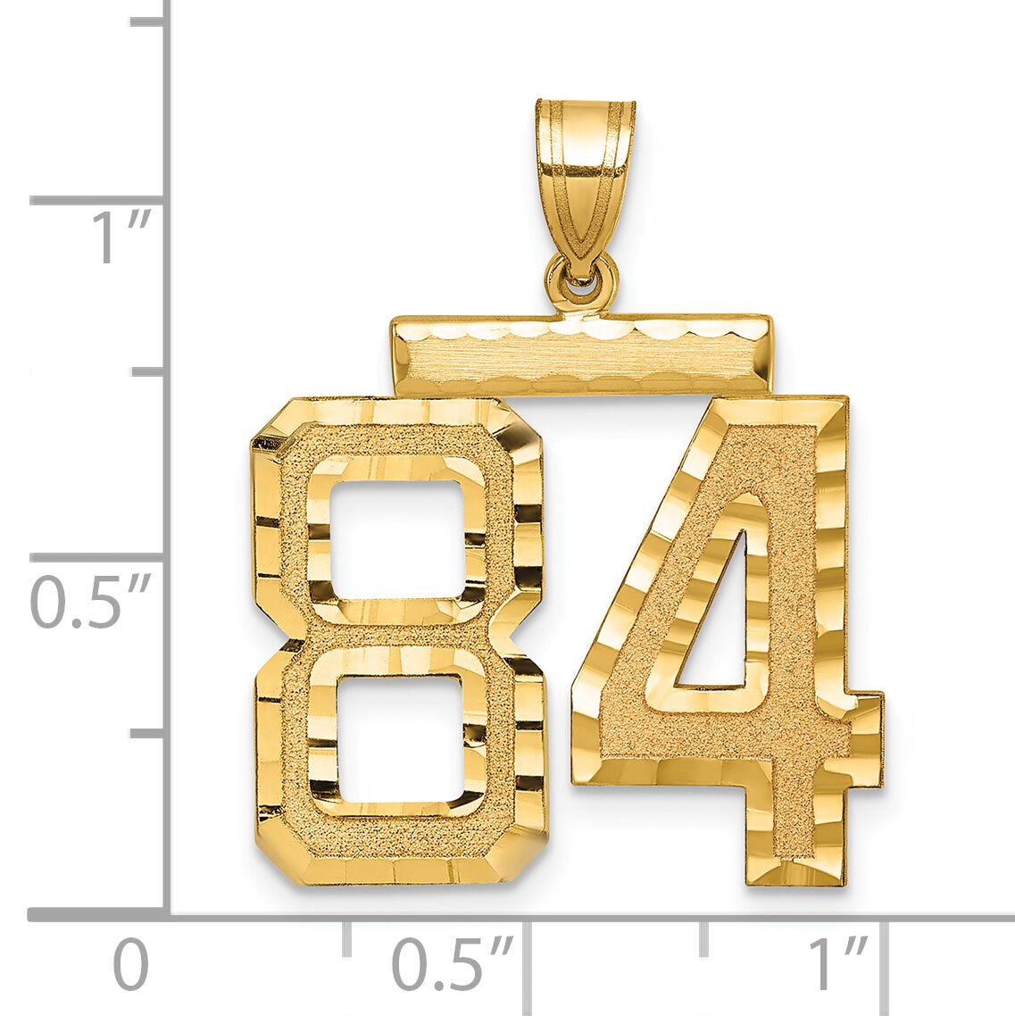 14k Large Brushed Diamond-cut Number 84 Charm-LN84