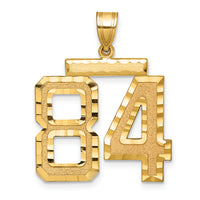 14k Large Brushed Diamond-cut Number 84 Charm-LN84