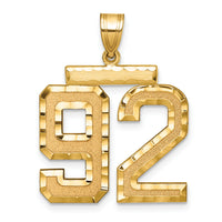 14k Large Brushed Diamond-cut Number 92 Charm-LN92