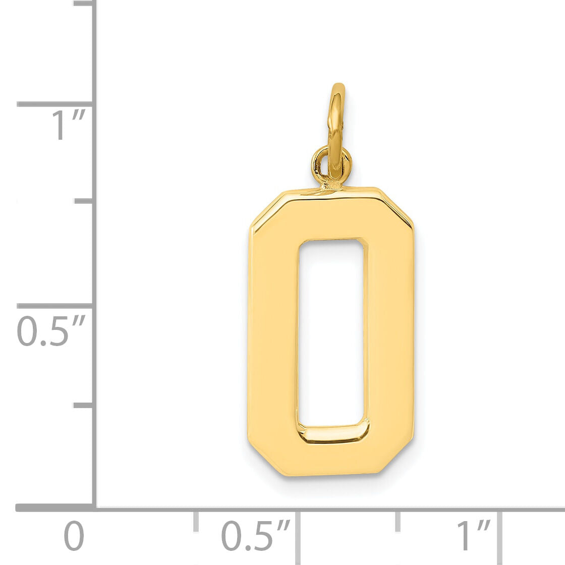14k Large Polished Number 0 Charm-LP00