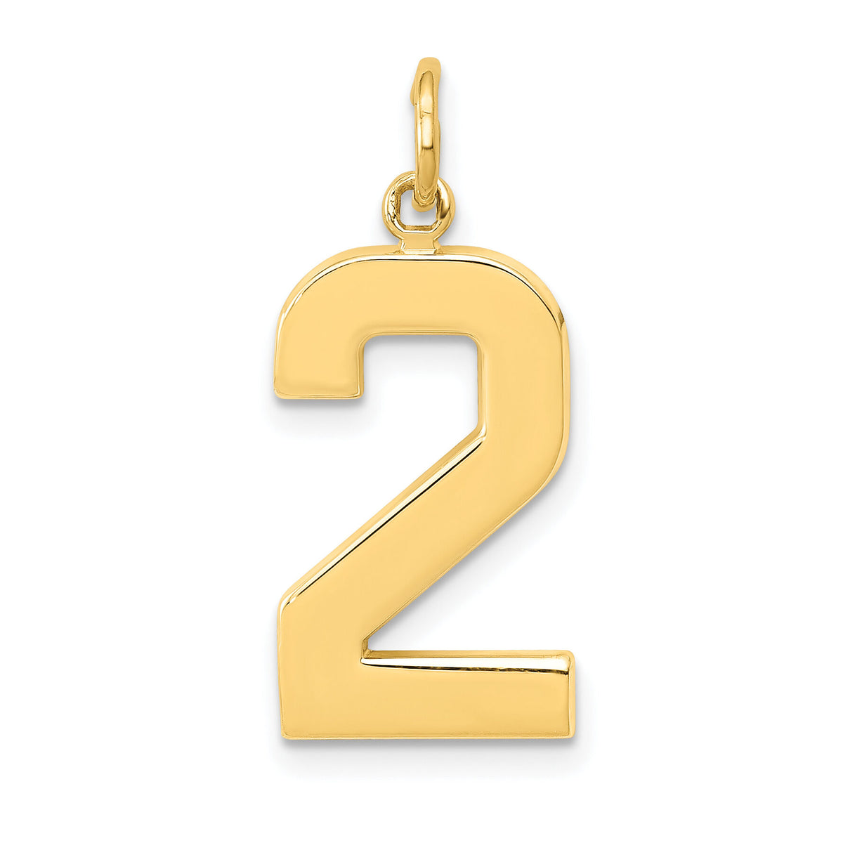14k  Large Polished Number 2 Charm-LP02