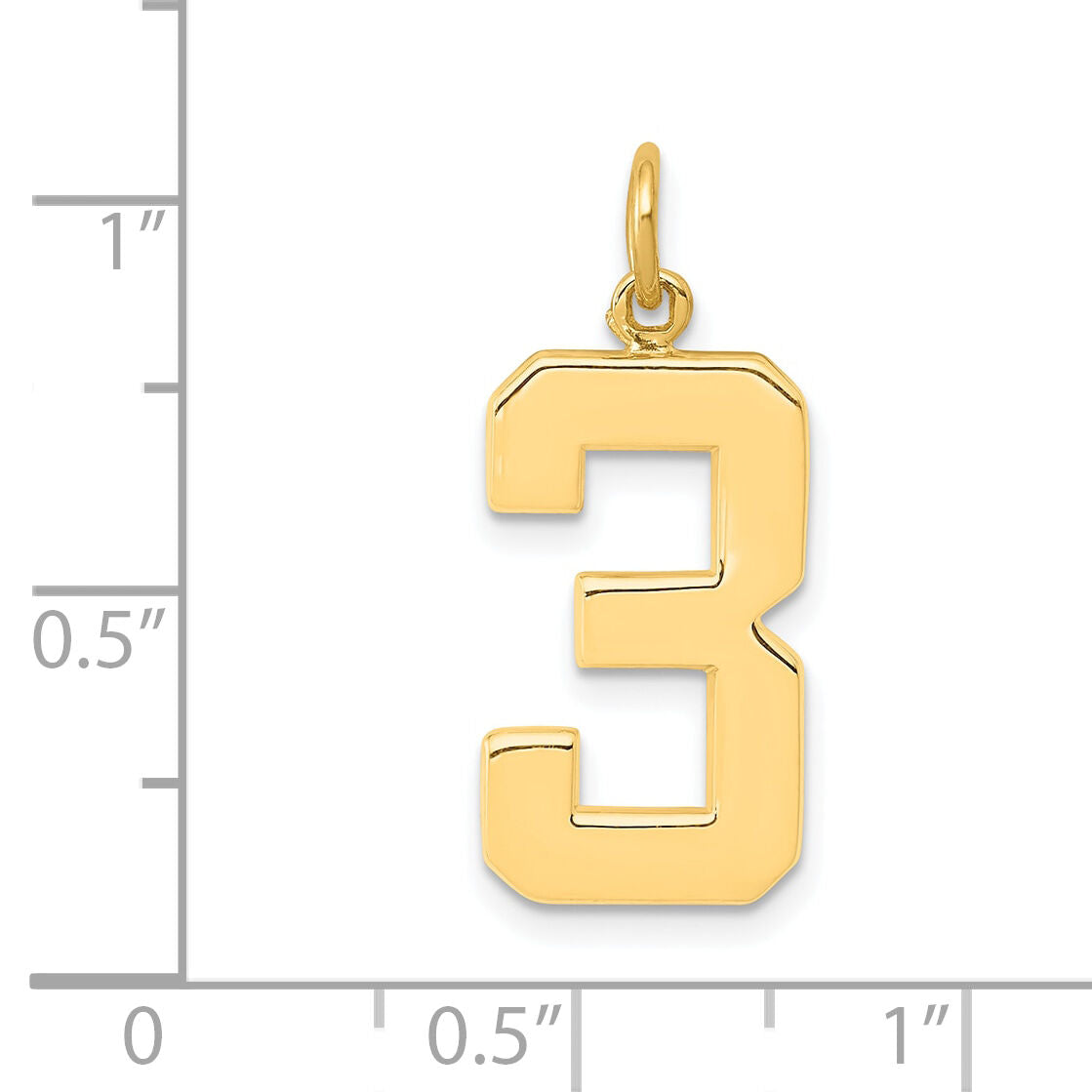 14k Large Polished Number 3 Charm-LP03